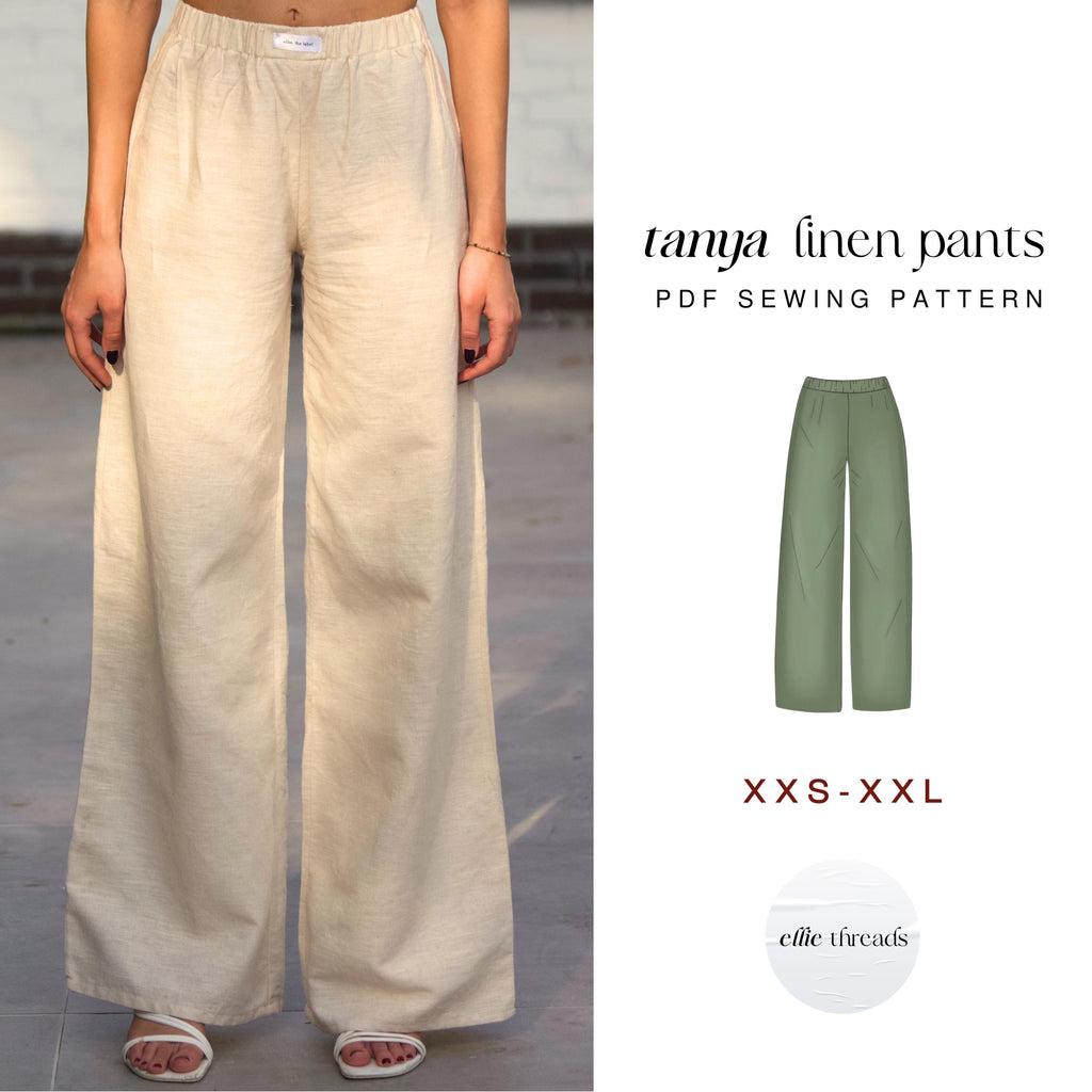 Linen Pants Sewing Pattern: Beginner-Friendly (Digital PDF Download, XS-XXL)