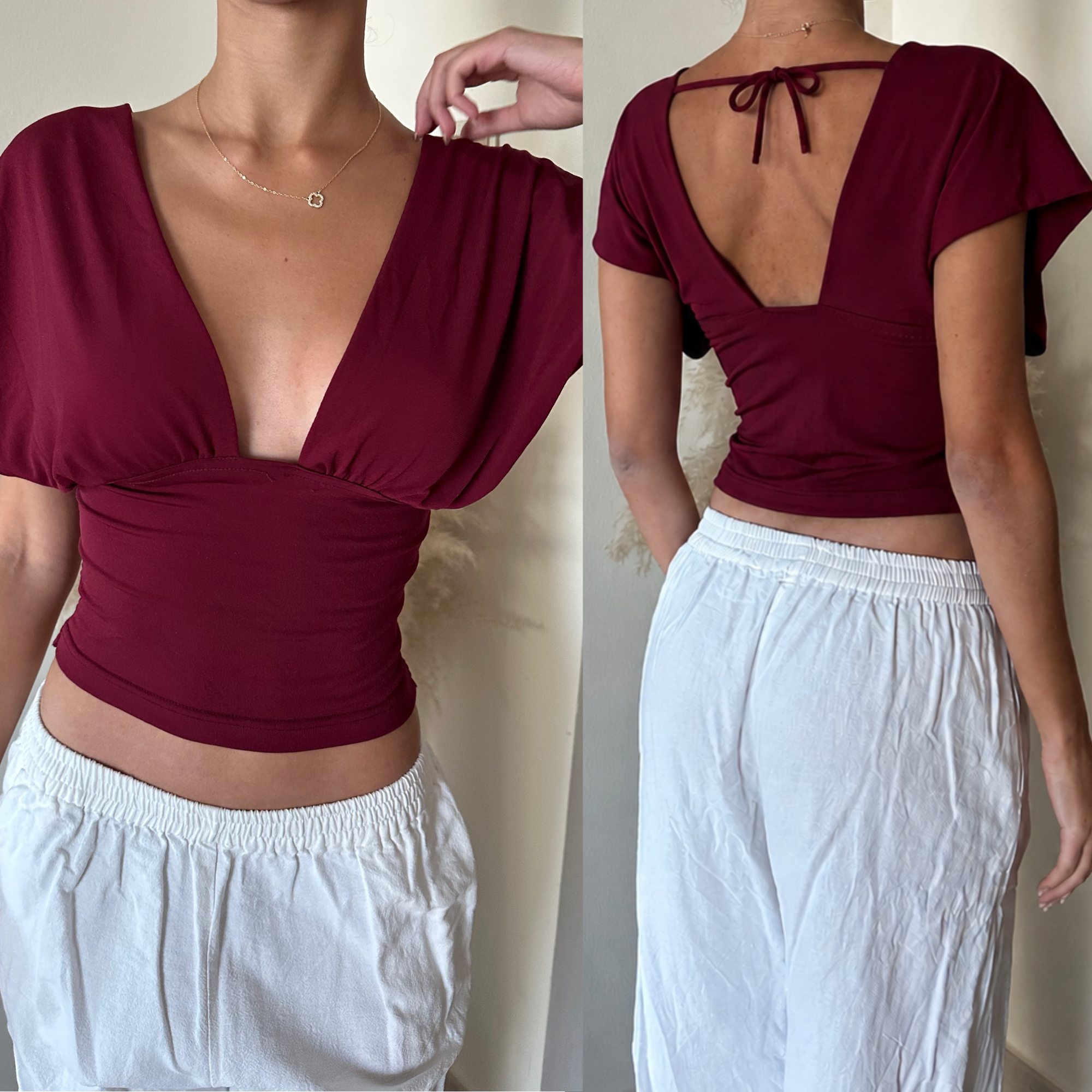 Gathered V-Neck Top Sewing Pattern (XS-XXL)