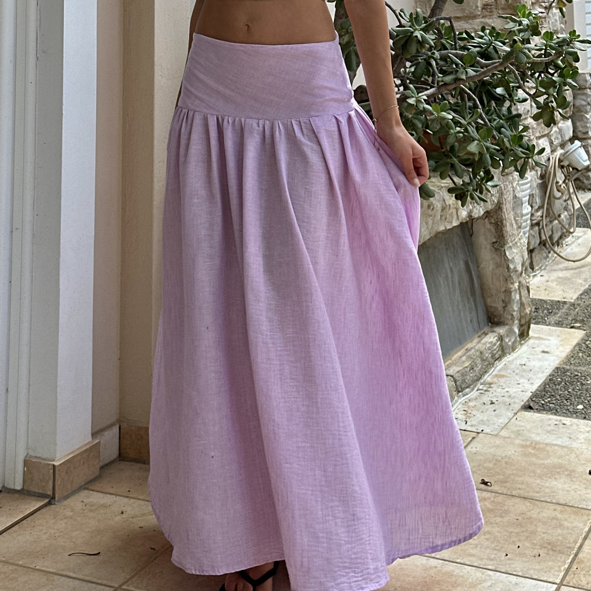 Drop-Waist Gathered Maxi Skirt Sewing Pattern (XS-XXL)