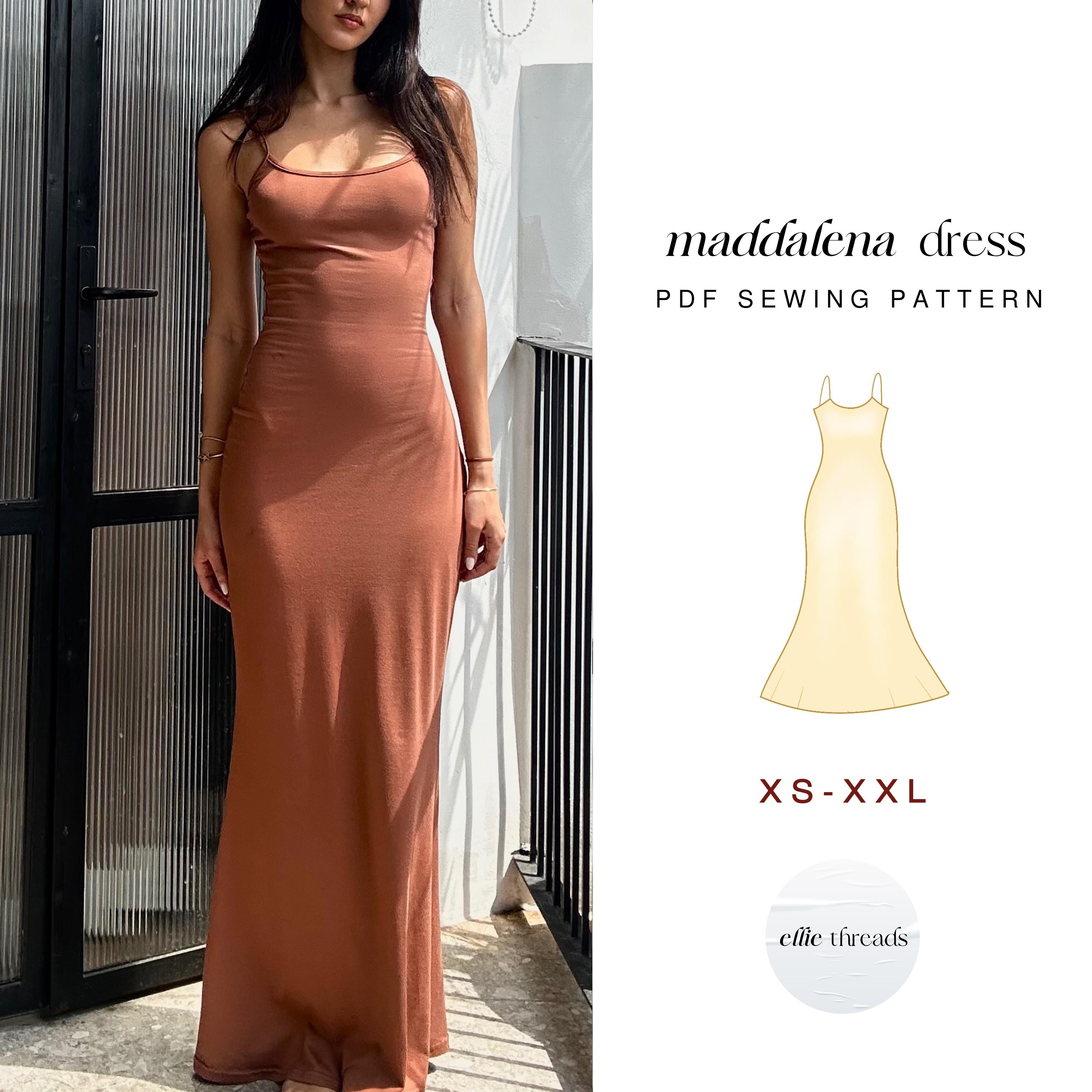 Bodycon A-Line Maxi Dress Pattern: Beginner-Friendly (Digital PDF Download, XS-XXL)