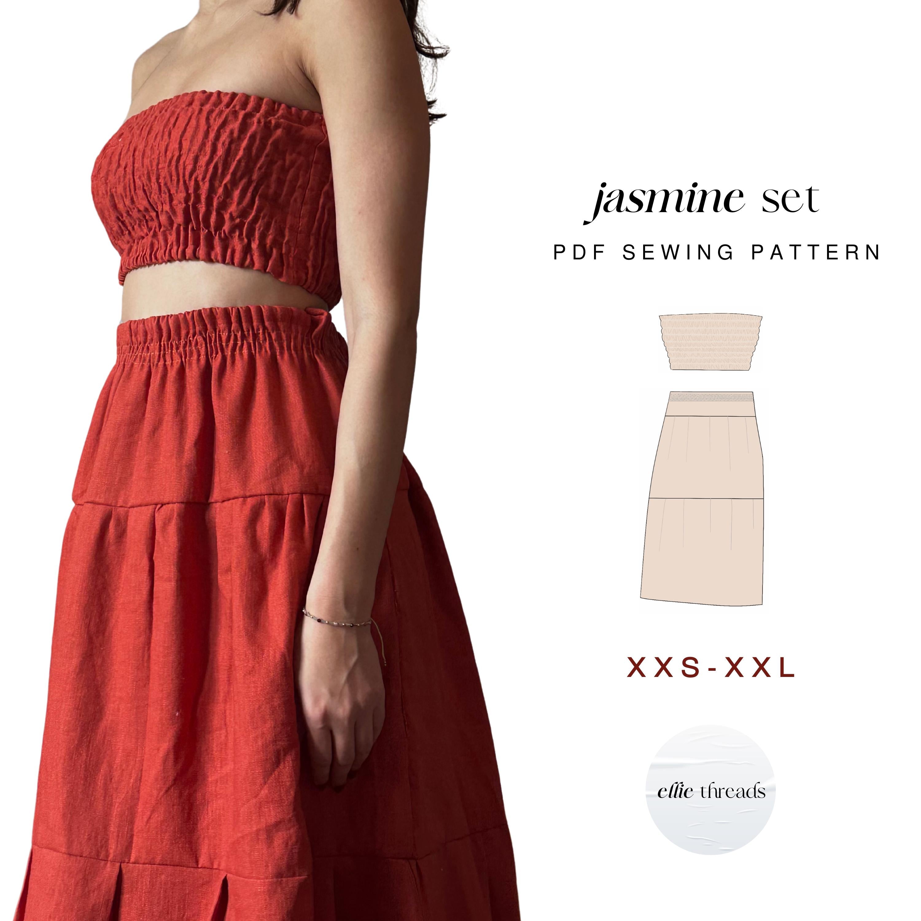 Shirred Tube Top & Maxi Skirt Sewing Pattern: Beginner Friendly (Digital PDF Download XXS-XXL)