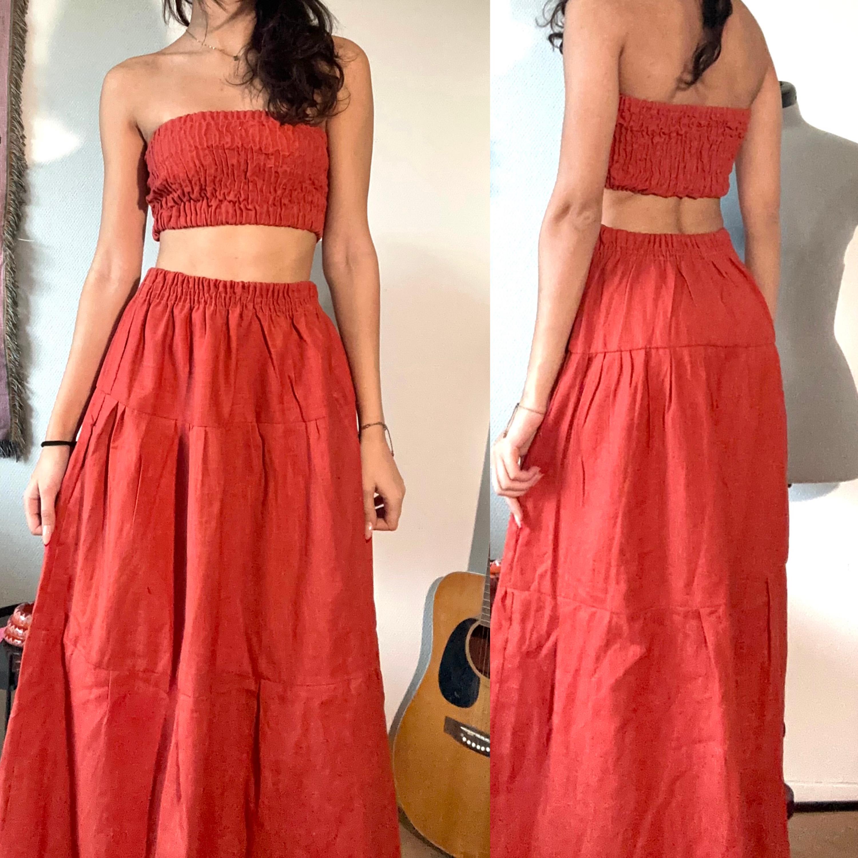 Shirred Tube Top & Maxi Skirt Sewing Pattern: Beginner Friendly (Digital PDF Download XXS-XXL)