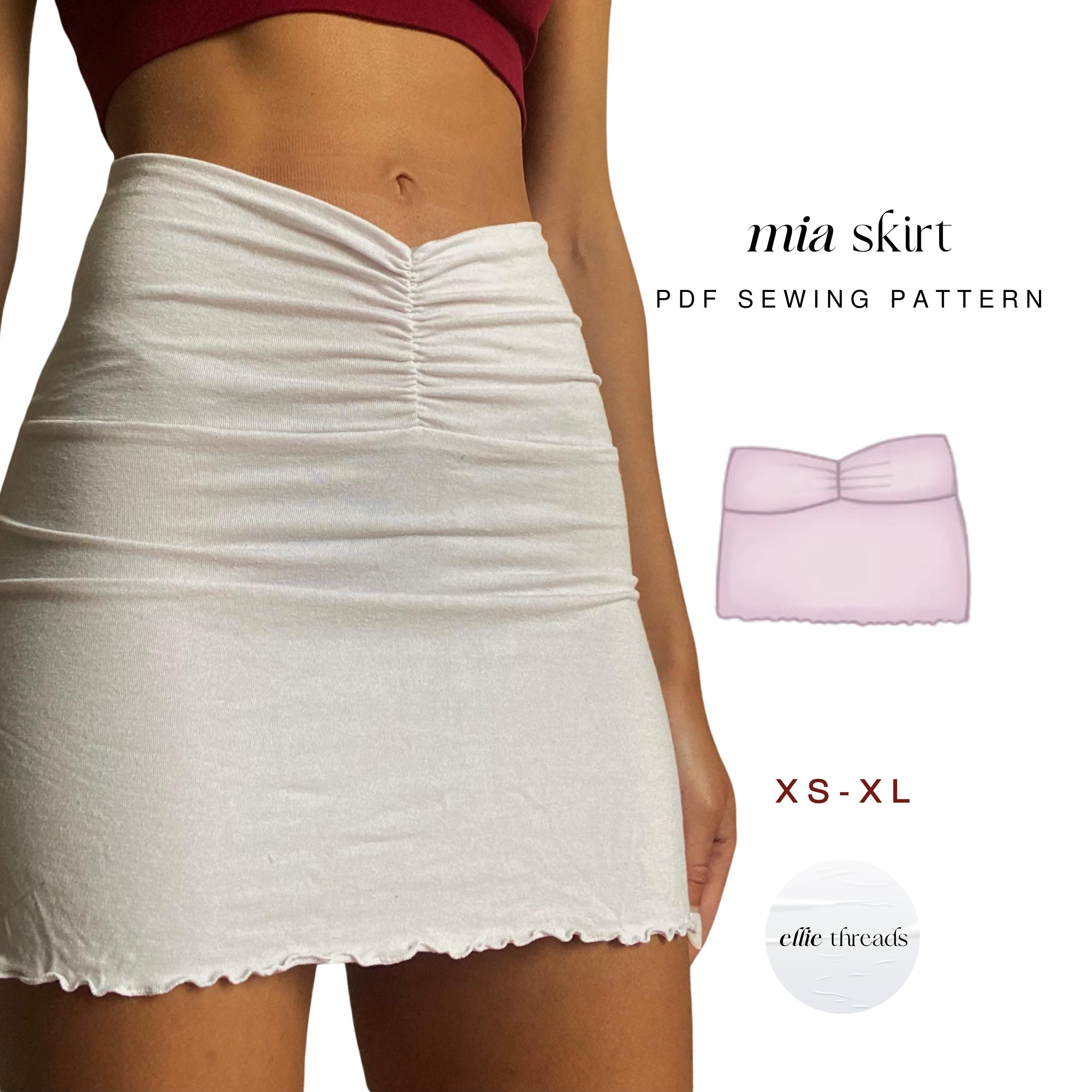 Y2K Ruched Mini Skirt Sewing Pattern: Beginner-Friendly (Digital PDF Download, XS-XL)