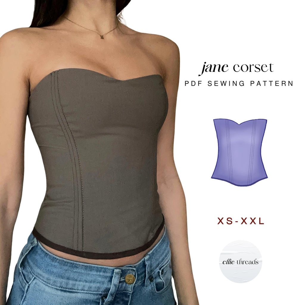 Strapless Corset Sewing Pattern: Sweetheart Neckline, Beginner-Friendly (Digital PDF Download, XS-XXL)
