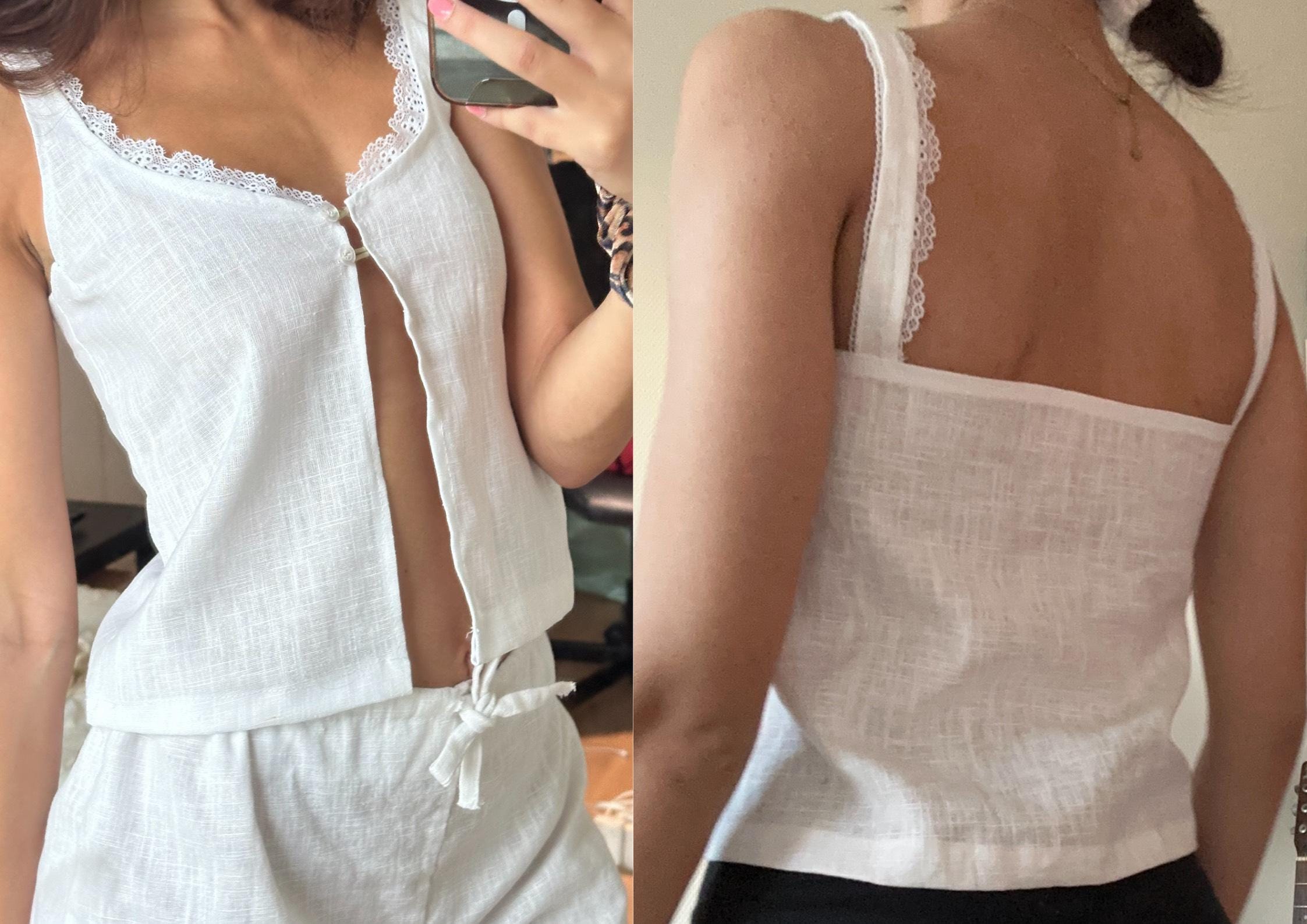 Linen Lace Trim Top Sewing Pattern: Beginner-Friendly (Digital PDF Download, XS-XXL)