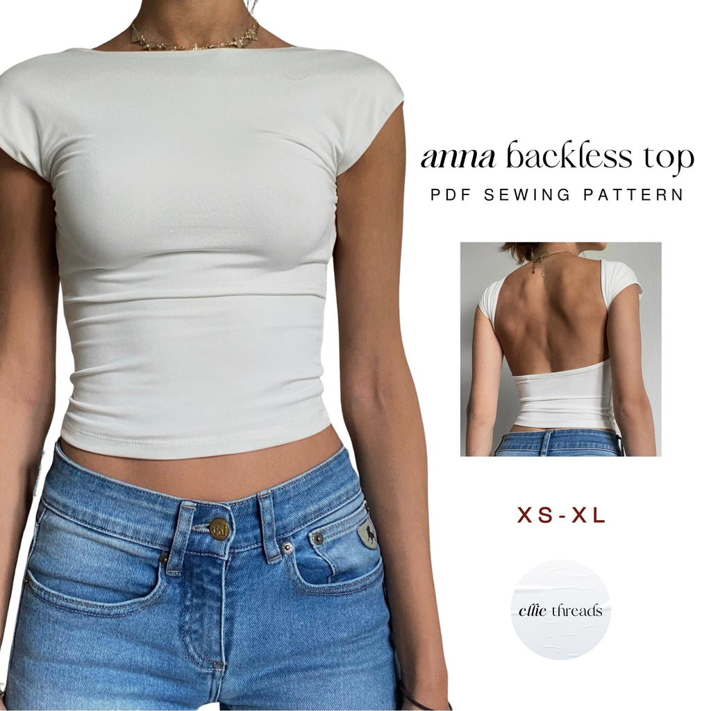 Y2K Backless T-Shirt Pattern: Beginner-Friendly (Digital PDF Download, XS-XL)