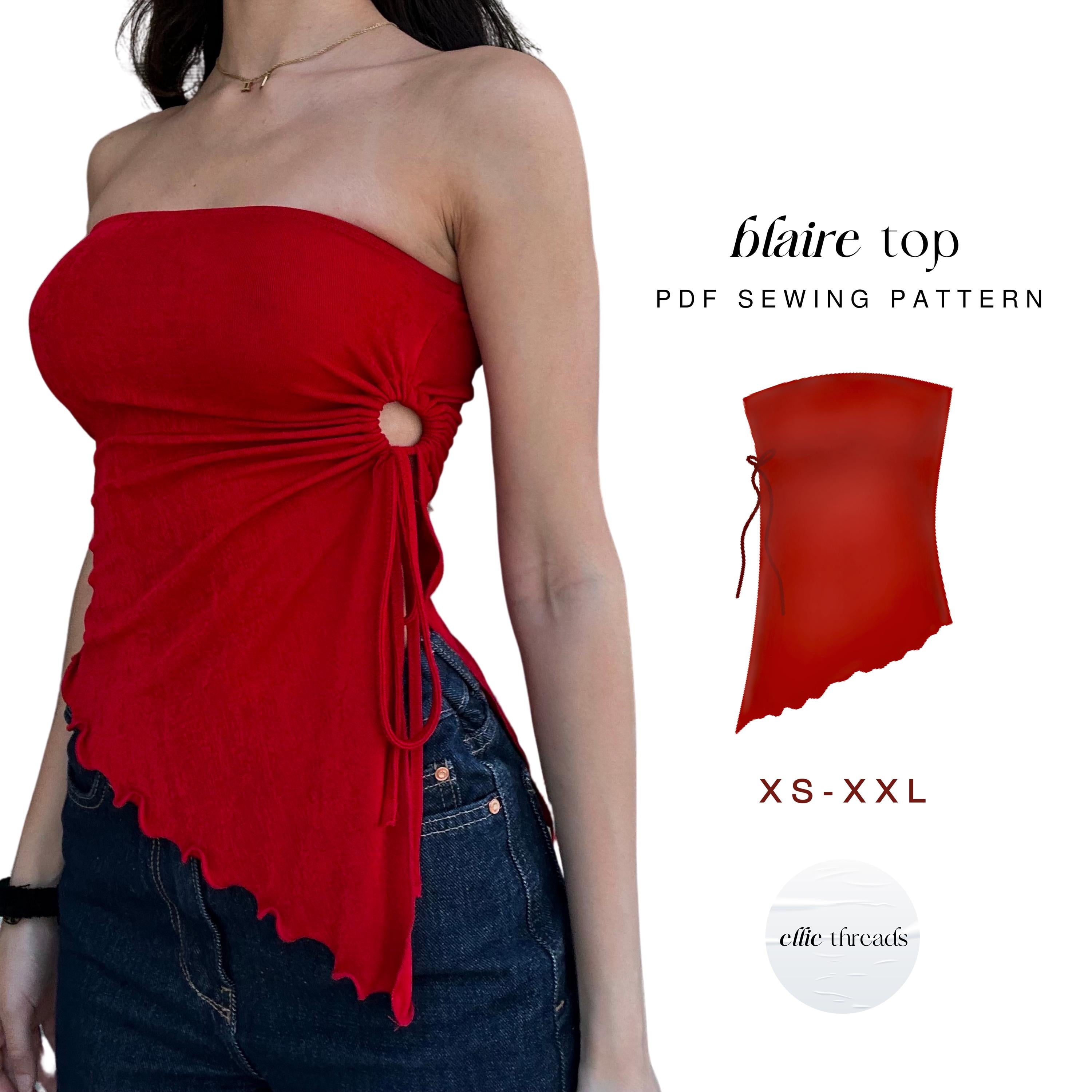 Strapless Asymmetric Top Pattern: Beginner-Friendly (Digital PDF Download, XS-XXL)